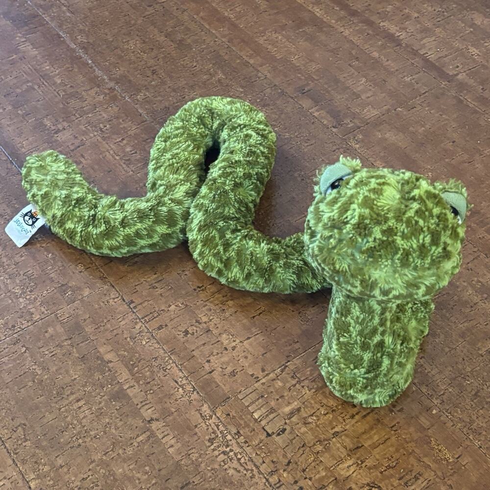 Jellycat Sebastian Snake Green Spotty Snake Plush Retired 21 in Unstretched